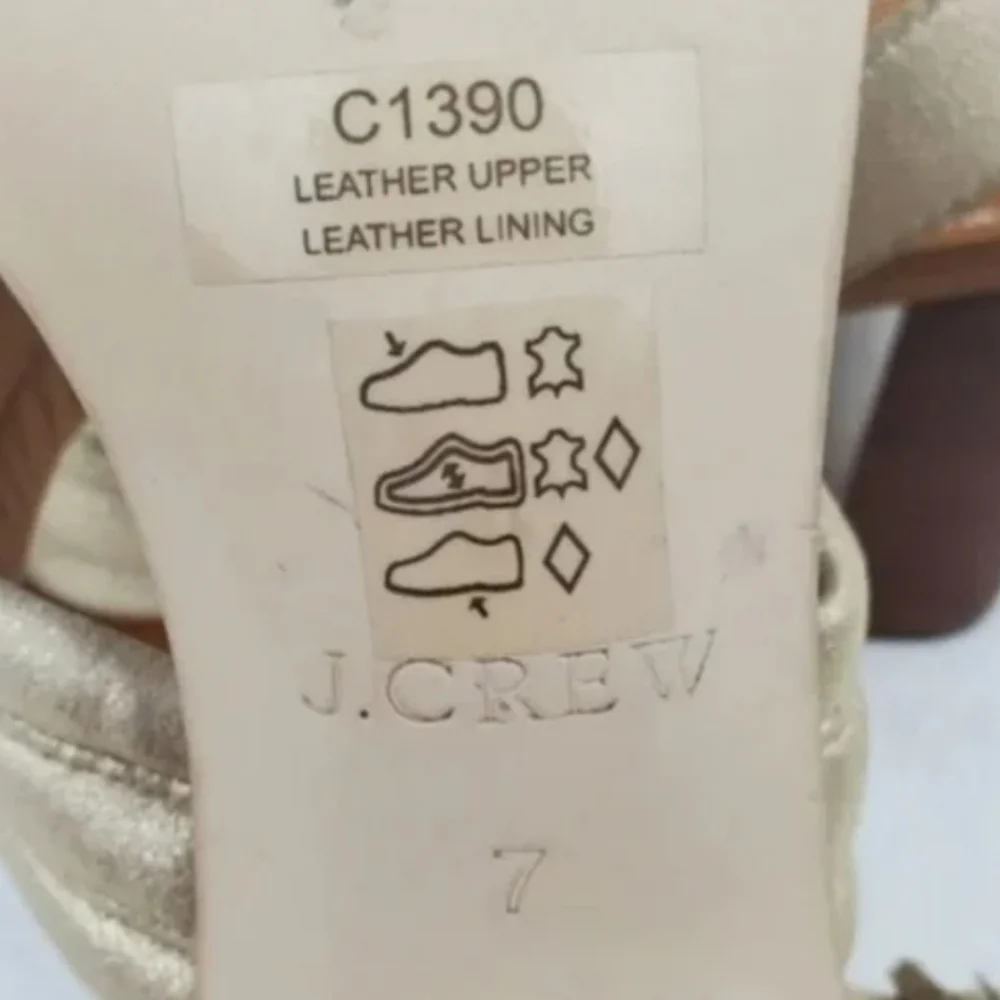 J.Crew Gold leather chunky heel sandals size 7